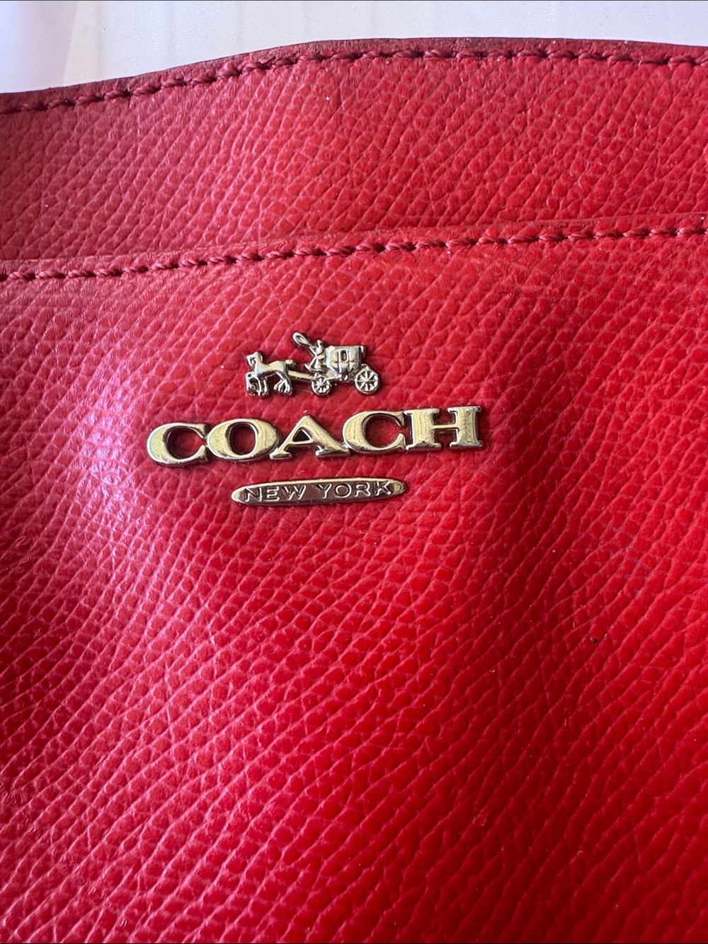 Coach Red Leather Tote with Gold Hardware - Picture 2 of 12